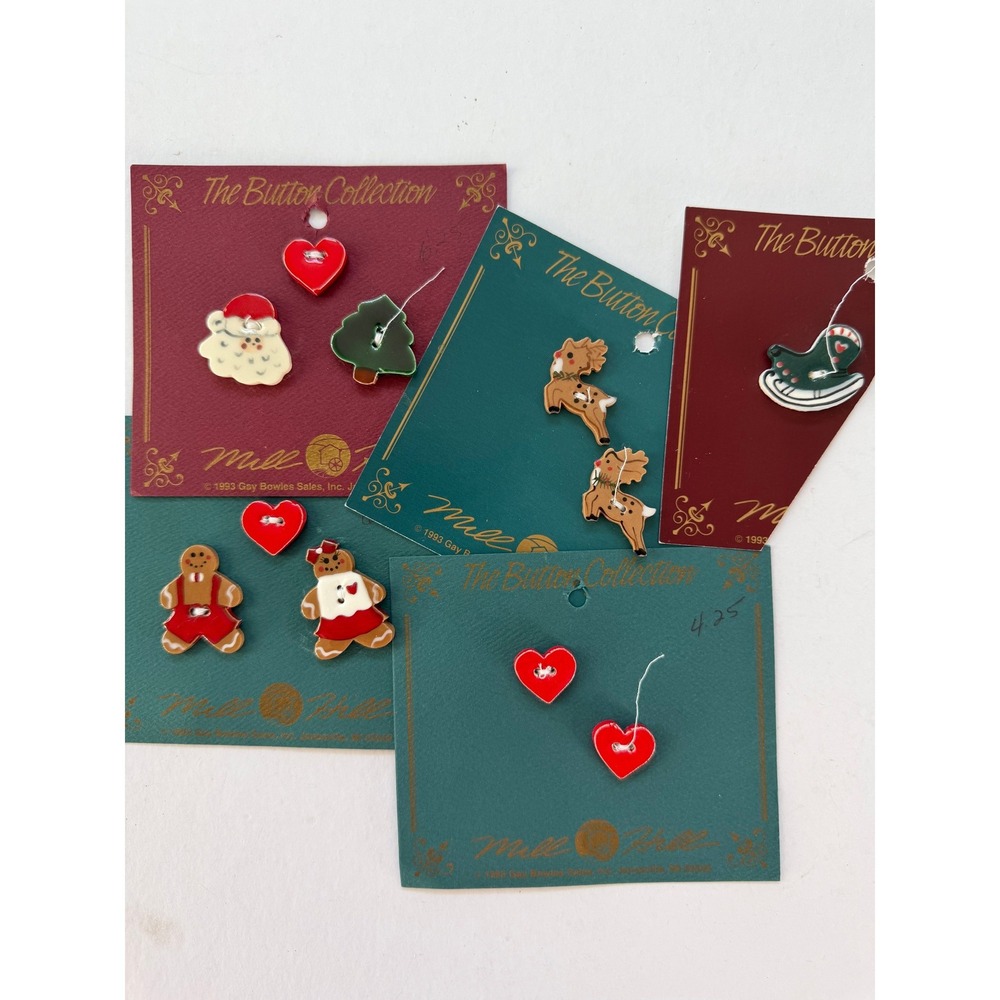VTG Mill Hill The Button Collection Porcelain Christmas Buttons Lot of 11